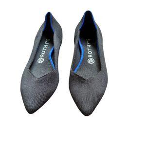Rothy’s Women’s Black Blue Trim Knit Pointed Ballet Flats EU 39.5/ US 9W